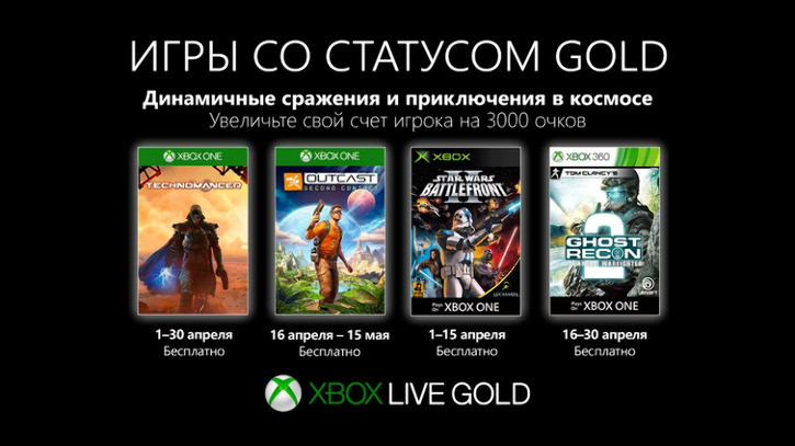 Бесплатные игры для подписчиков Xbox Live Gold в апреле